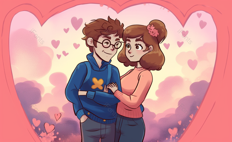 手绘卡通情人节人物情侣约会插画,插画/手绘图,插画/手绘图库,插画/手绘图下载,插画/手绘